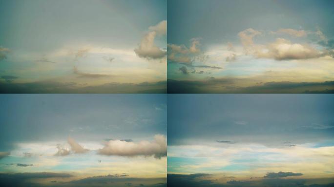 天空彩虹云朵变化晴朗到下雨延时