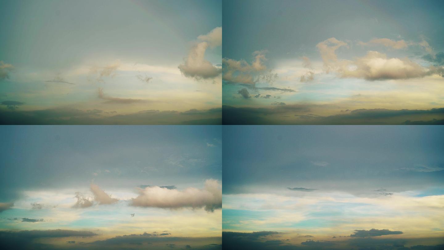 天空彩虹云朵变化晴朗到下雨延时