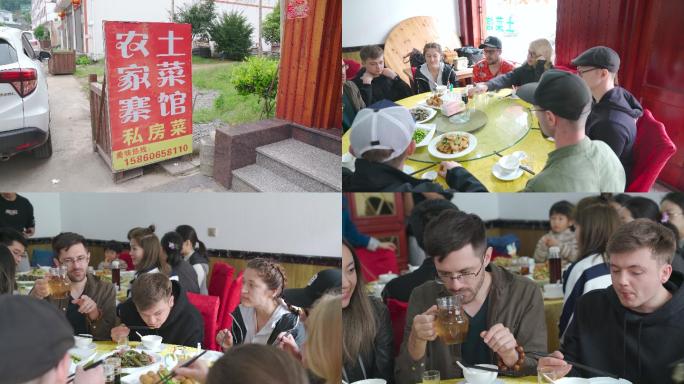 老外中式餐厅吃饭用餐外国人使用筷子喝酒