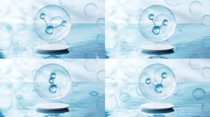 水面上的分子3D渲染