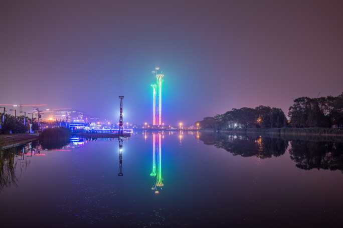 北京奥林匹克塔夜景灯光延时