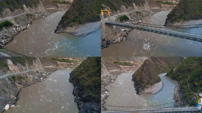 江河山川三江并流怒江大桥流水泾渭分明