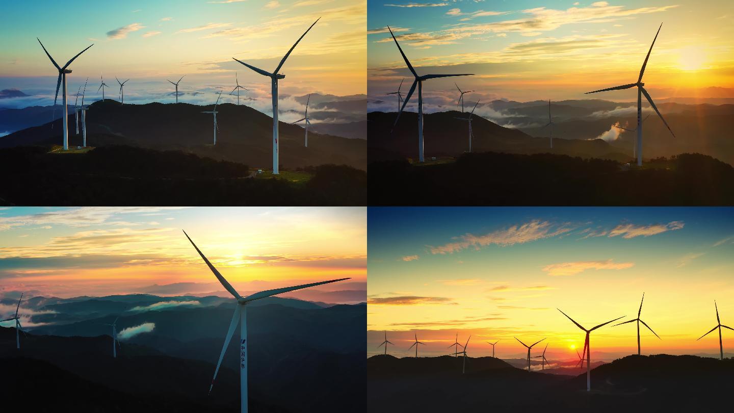 航拍朝阳风电新能源绿色环保电力唯美大气