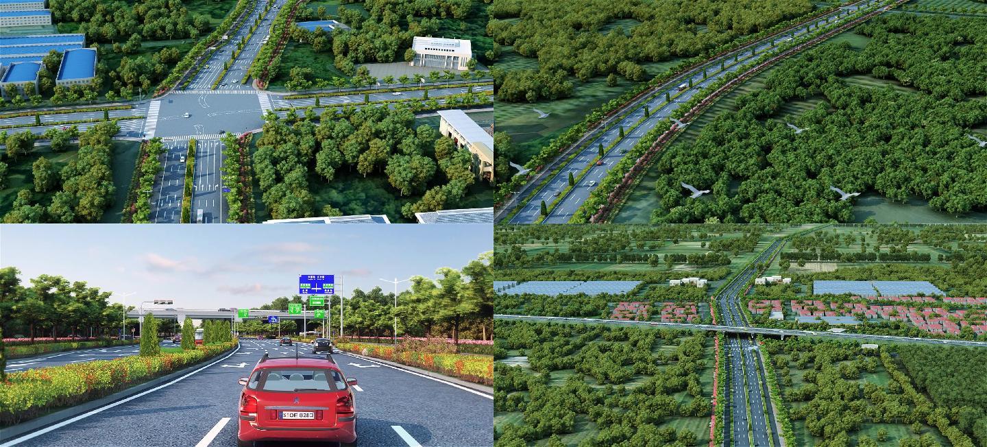 马路工程方案设计动画城市规划景观园林大道