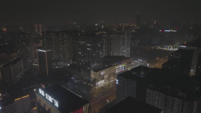 成都城北商业区及交通要道航拍夜景未调色