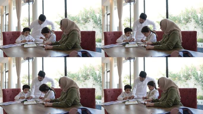 沙特父母帮助子女学习