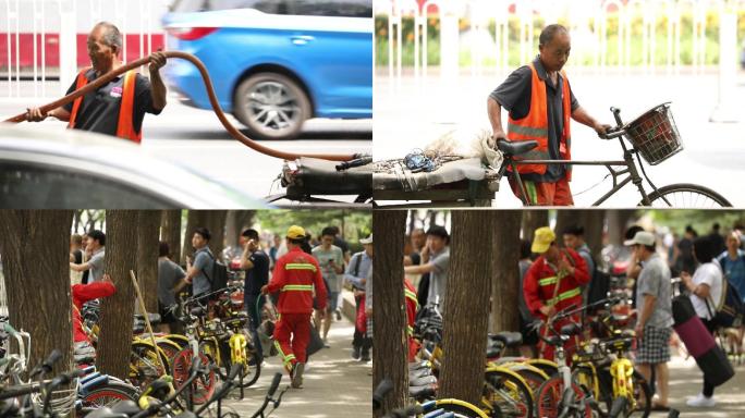 城市 人流   环卫工人 工作 实拍素材