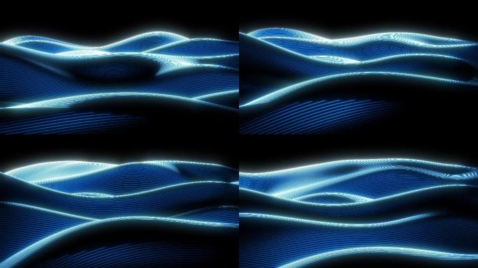 4K 运动图形 动态素材 蓝色波浪 波纹