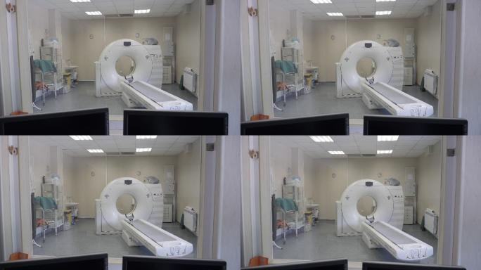 放射科医生为工作准备医用扫描仪。