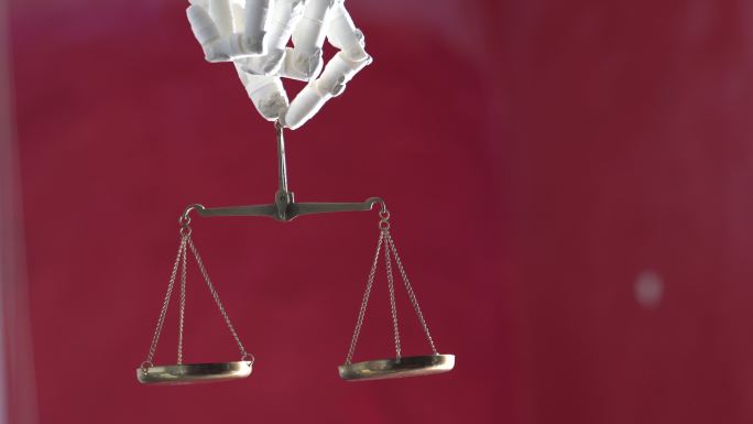 人工智能和法律机器人手的正义尺度视频