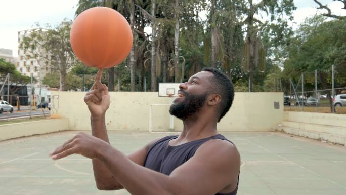 运动员用手指平衡篮球