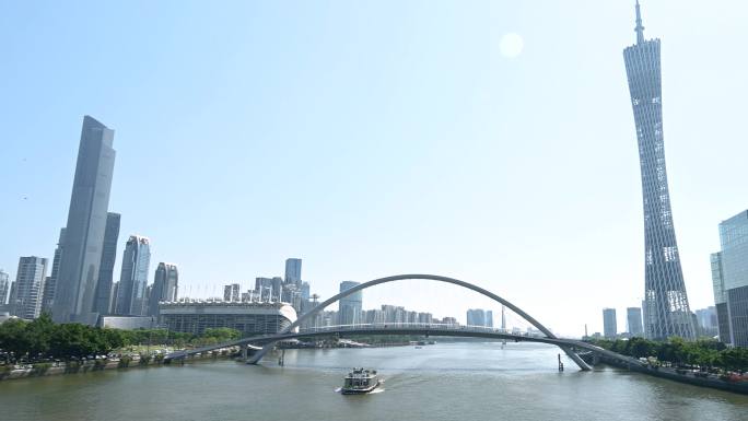 广州CBD天际线和海心桥4K