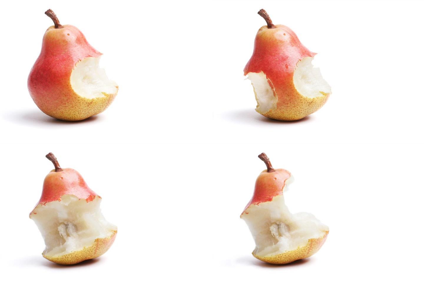 吃梨梨被一口一口吃掉吃梨延时快速吃梨