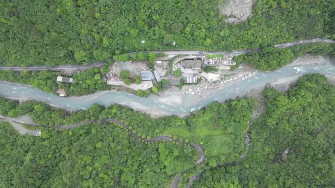 夏日都江堰虹口露营烧烤航拍旅行风光