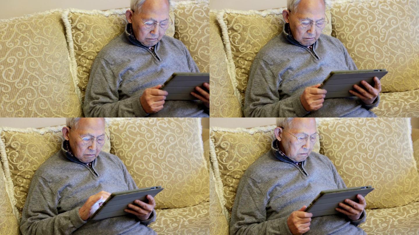 老年人使用数字平板电脑