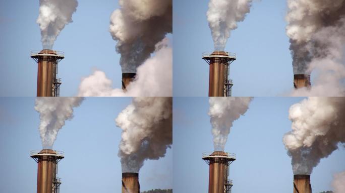 两个工厂烟囱造成的空气污染