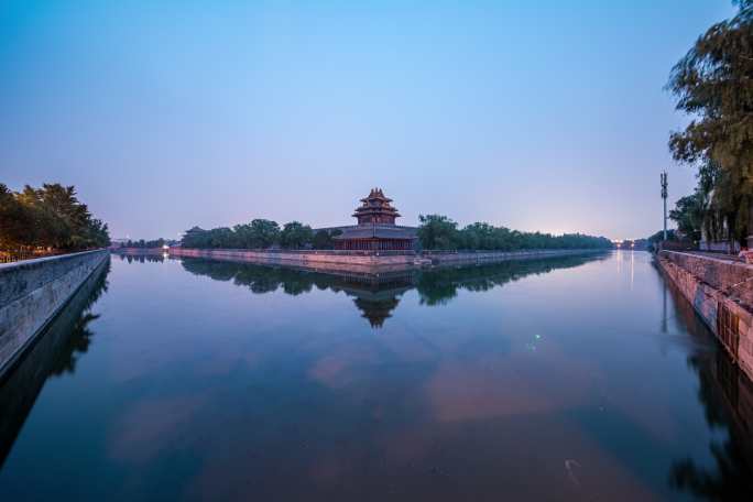 北京故宫紫禁城角楼夜景延时摄影