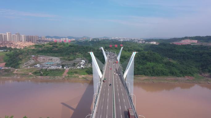 超低空前推航拍重庆蔡家自贸区蔡家大桥空镜