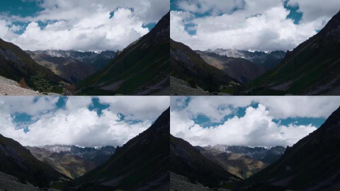 中国西部西藏风光延时视频高山阴影云雾变化