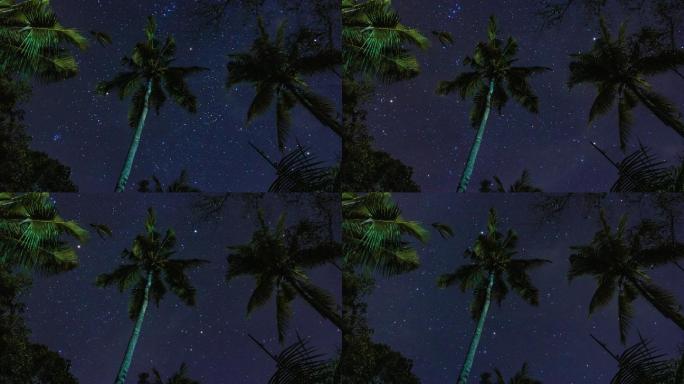 热带目的地的户外夜空timelapse，高品质（4K/超高清到高清）-创意库存视频