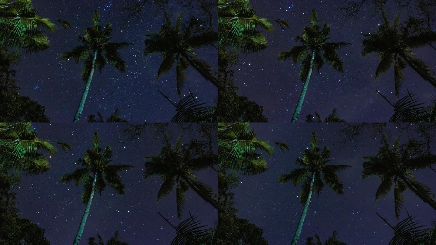 热带目的地的户外夜空timelapse，高品质（4K/超高清到高清）-创意库存视频