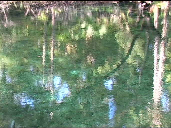 天然泉水湖水水面波动公园