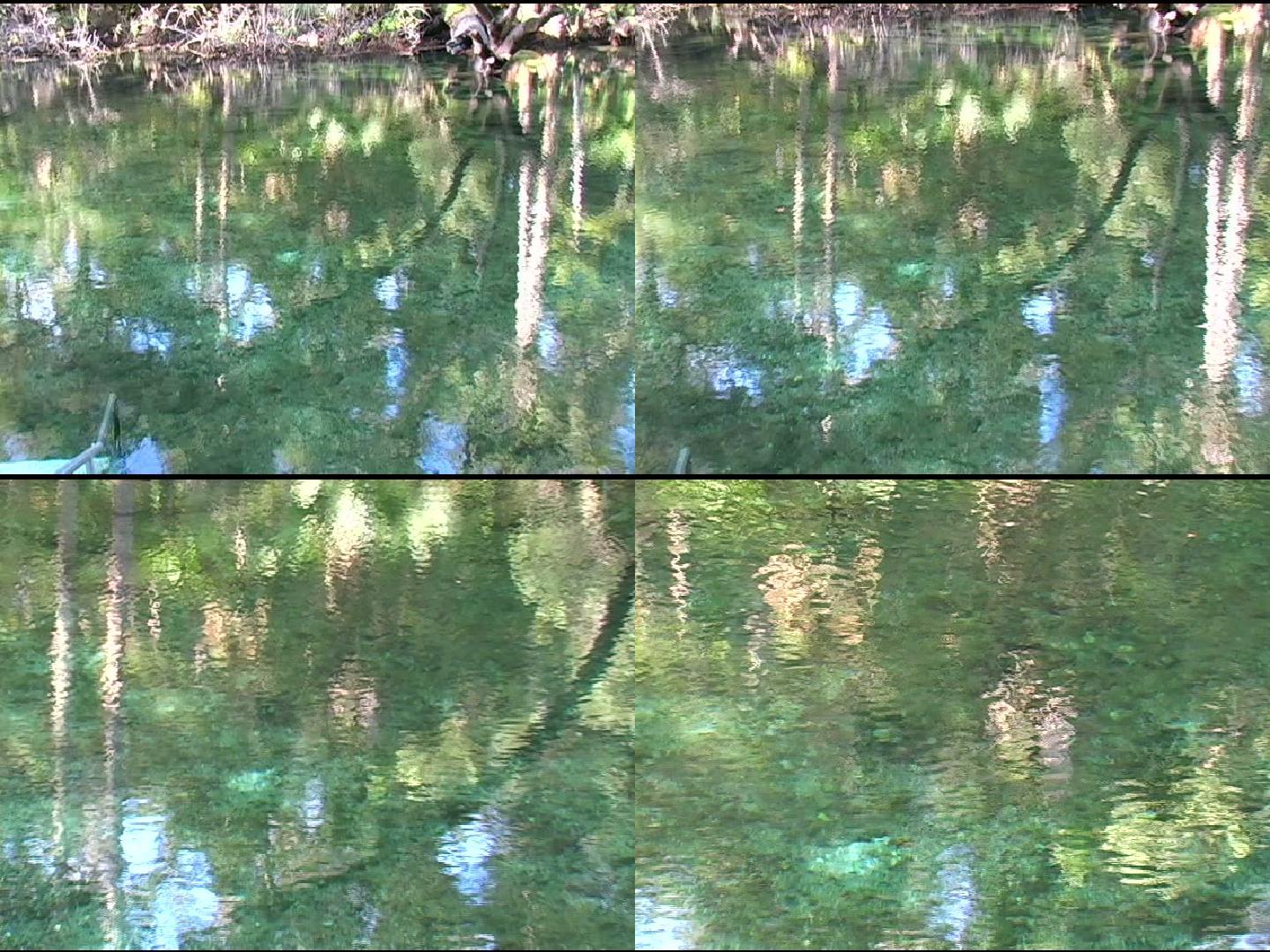 天然泉水湖水水面波动公园