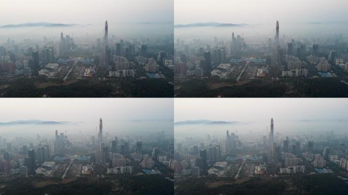 平流雾中深圳的R/T航拍照片