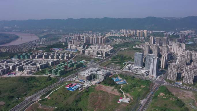 高空环绕航拍蔡家城市发展建设震撼空镜