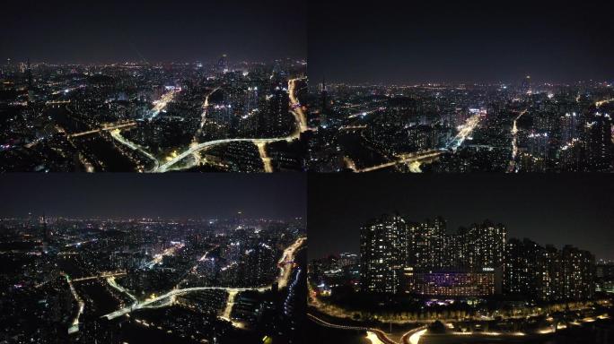 南京城市夜景航拍4k