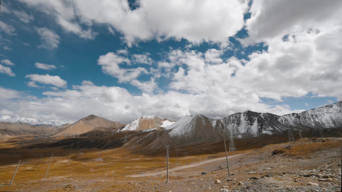 中国西部西藏风光延时视频高山雪山云雾变化