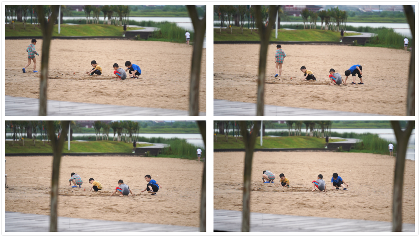 儿童在沙滩上玩沙子