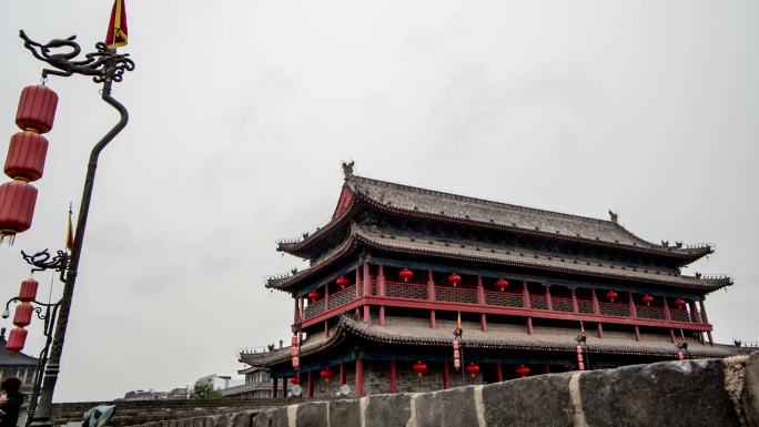西安南门城墙延时古建筑旅游景点