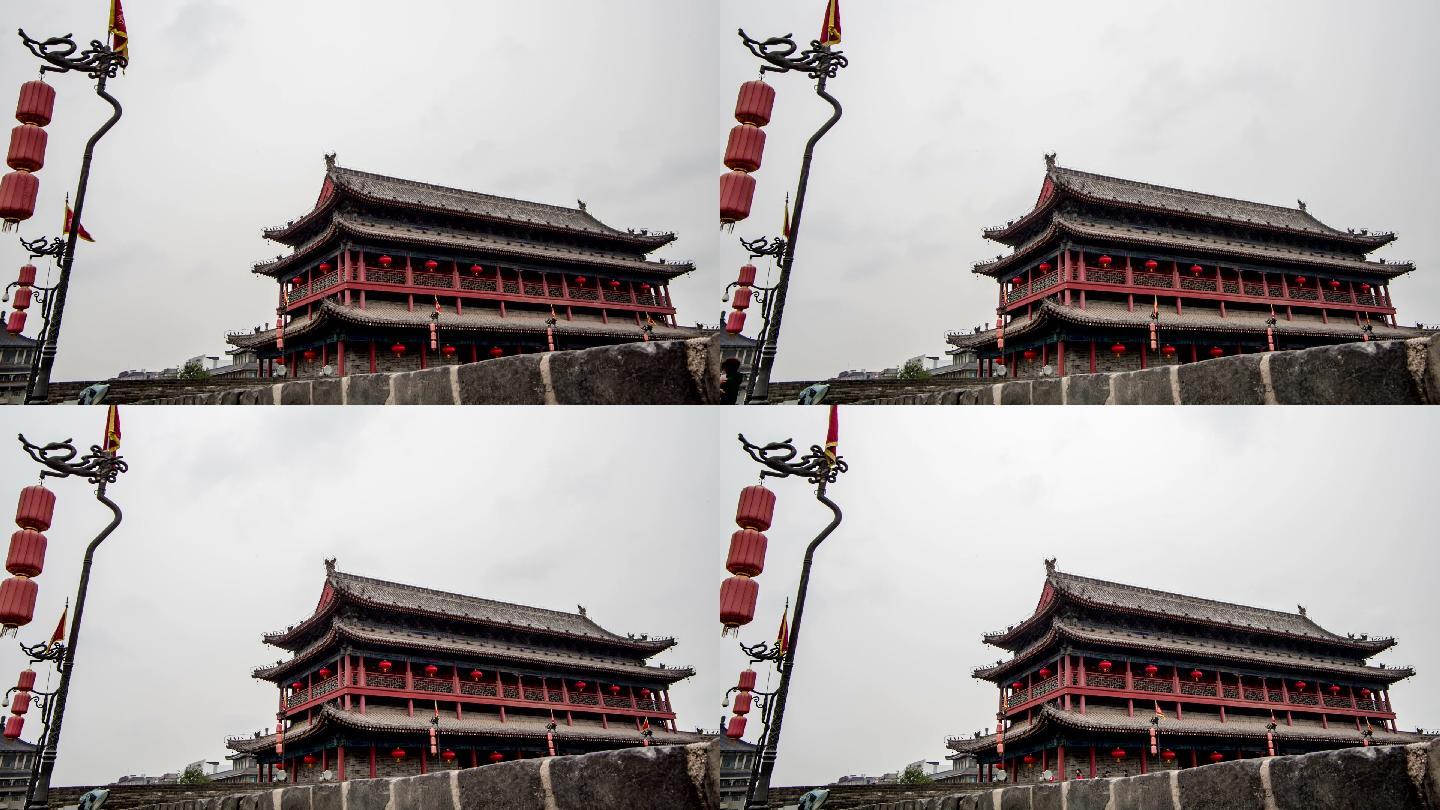 西安南门城墙延时古建筑旅游景点