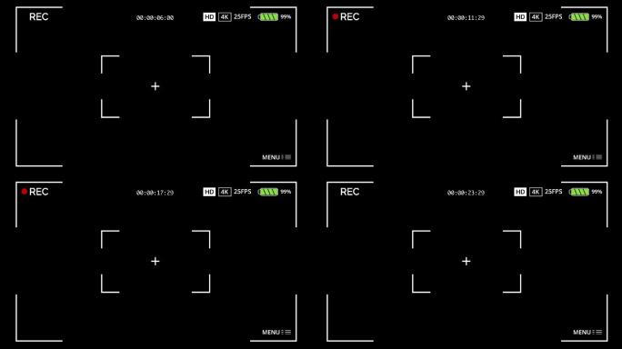 4k摄像头取景器数字叠加显示可循环库存视频
