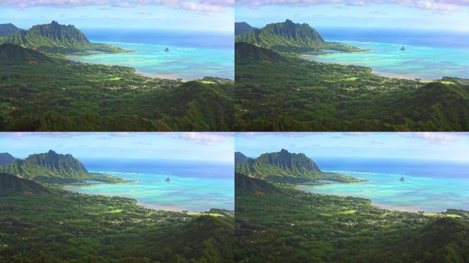 夏威夷瓦胡岛上的莫科利岛、莫利池和夸罗阿山脊