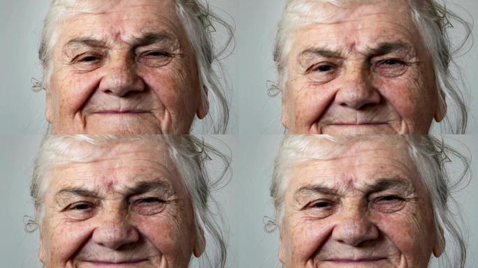 真实的人老年人外国老人脸上的褶皱