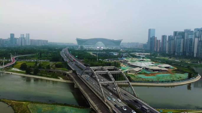 四川省成都市城市航拍环球中心及绕城高速