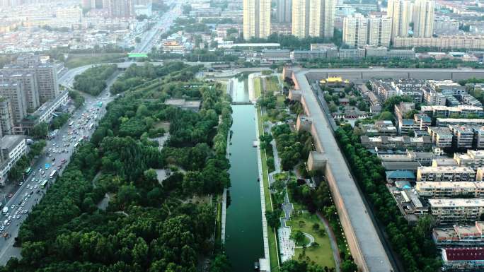 【4K航拍】西安玉祥门环城公园护城河