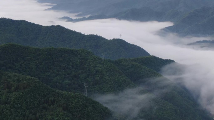 高山森林自然清晨云雾航拍