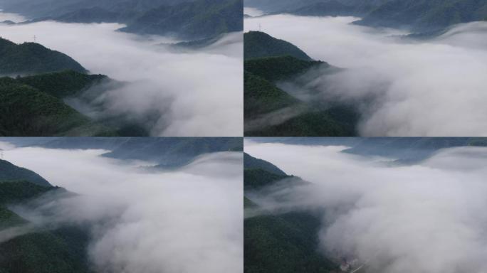云雾清晨实景航拍长镜头