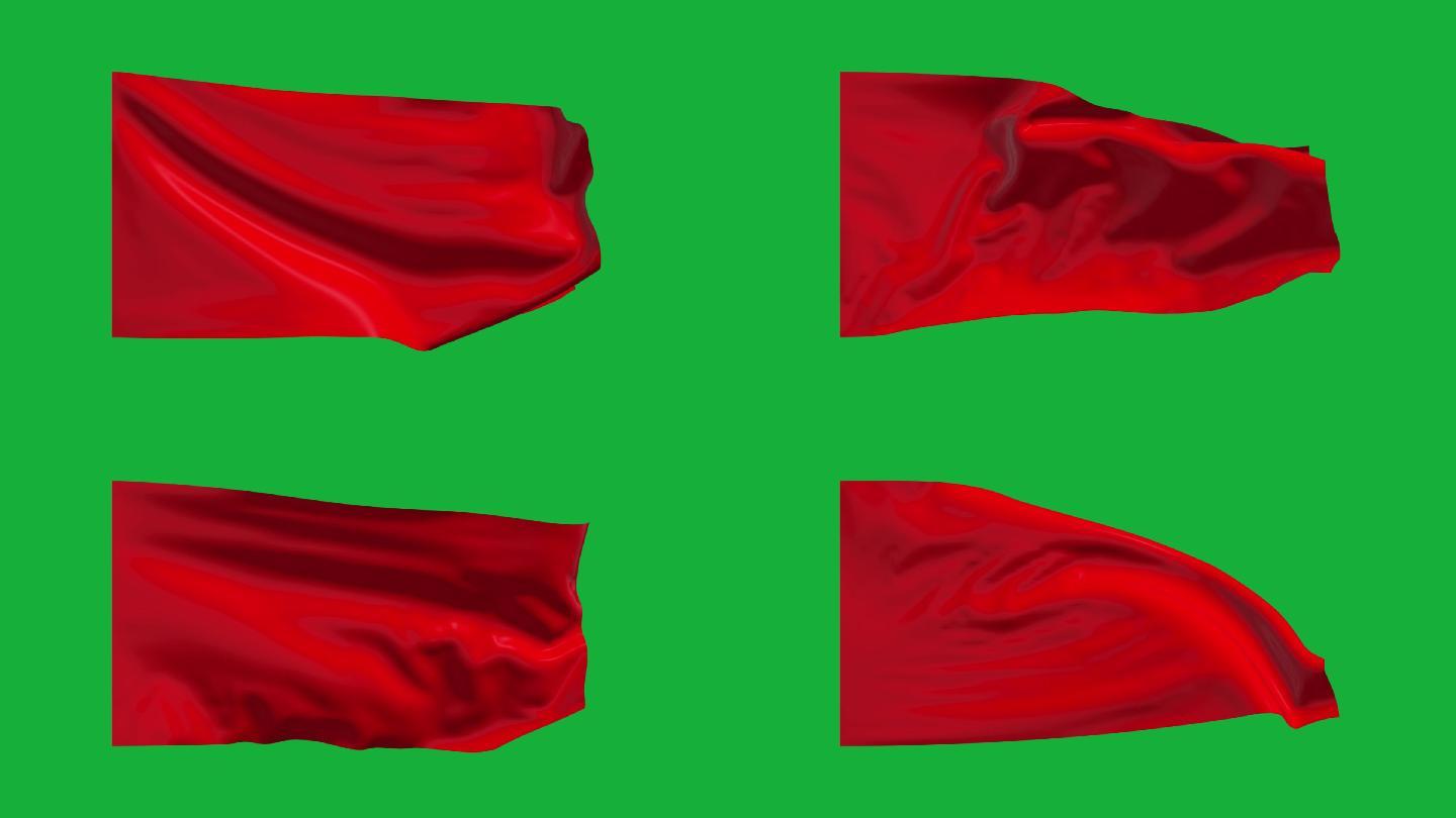 飘动的红布绿幕视频素材MP4下载红旗飘扬