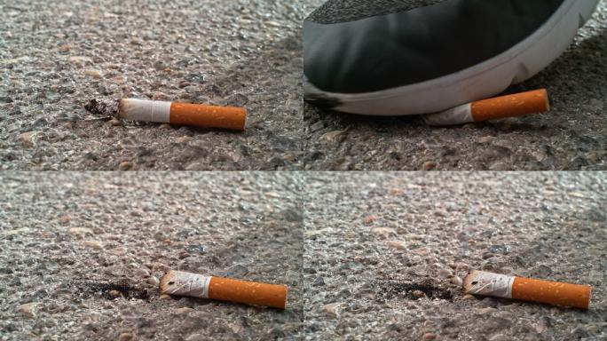 LD人员踩在地上熄灭香烟