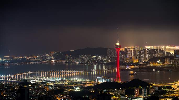 澳门塔夜景延时