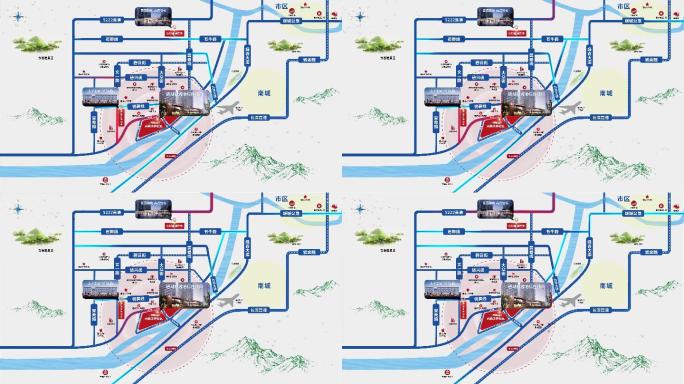 ae地图4k售楼部大屏小区楼盘配套分析