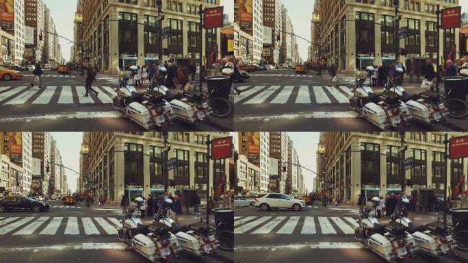 纽约市街道：警用自行车