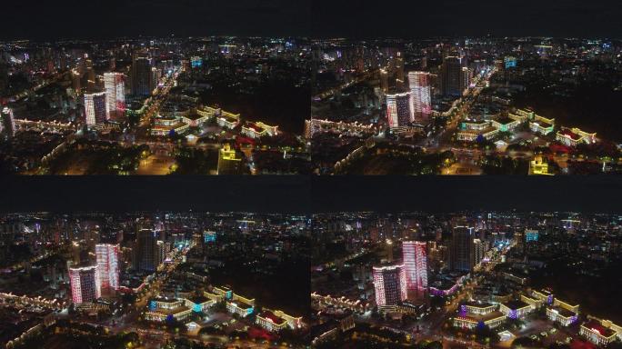 城市繁华灯光夜景航拍4k