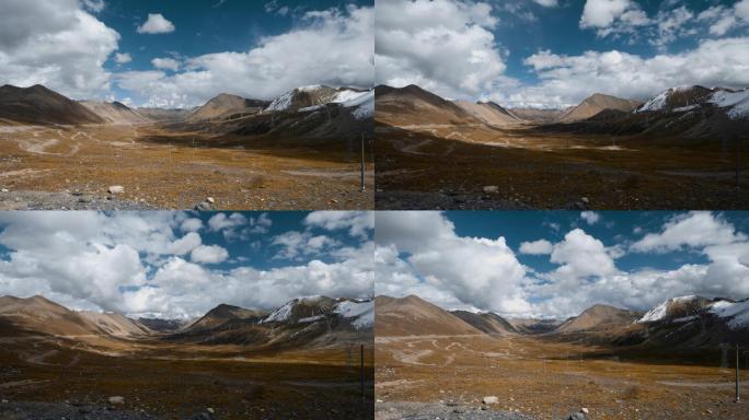 中国西部西藏风光延时视频高山牧场云雾变化