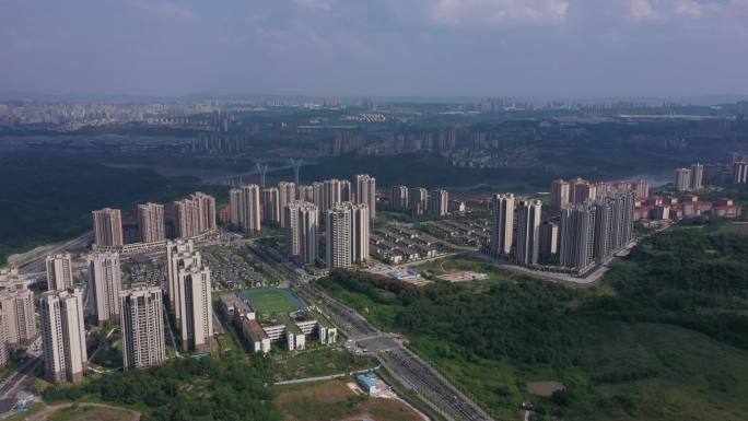 高空航拍重庆蔡家发展建设城市风貌空镜