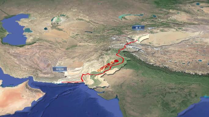 4kAE地图新疆喀什中巴经济走廊一带一路